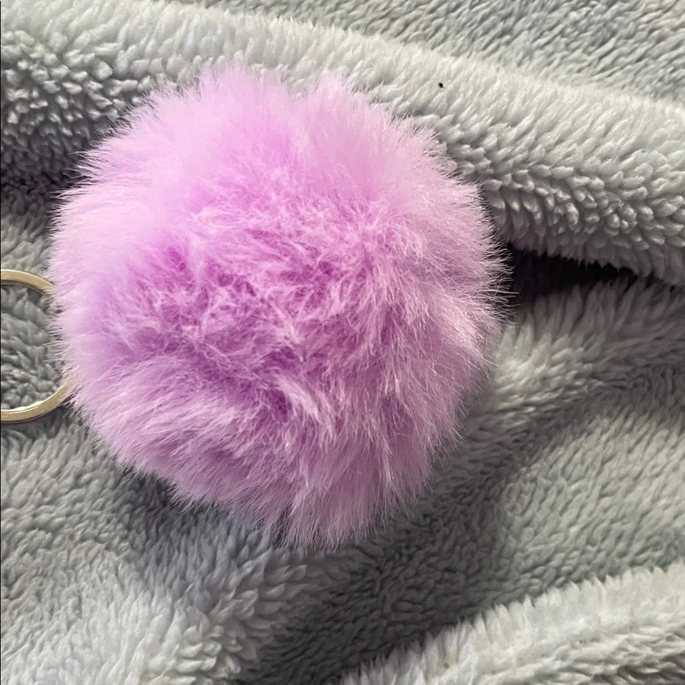 Keychain-Fluffy Faux Fur Pink Pom Pom -New